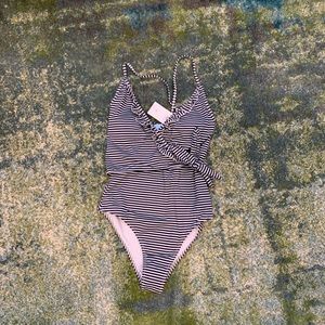 Tie front striped one piece